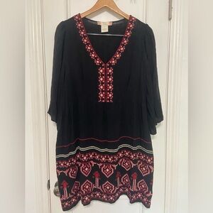 Flying Tomato EUC flowy boho embroidered v neck tunic blouse size 2X